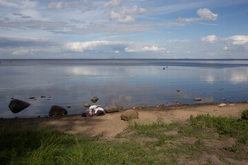 Embankment in Petergof City near the Baltic Sea