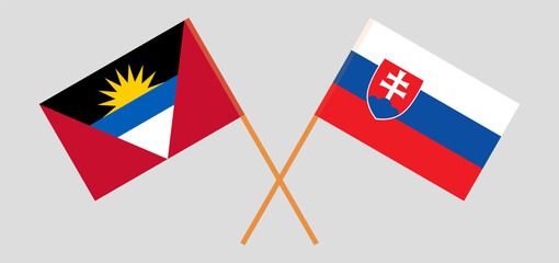 Crossed flags of Slovakia and Antigua and Barbuda