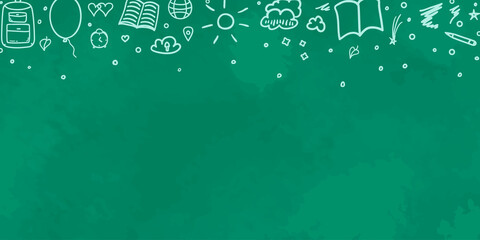 Back to school. Abstract background with hand drawn school supplies. Banner design