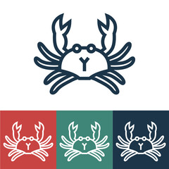Linear vector icon with crab
