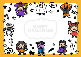 ハロウィンの仮装をした子供のポスター[01]　A3・よこ