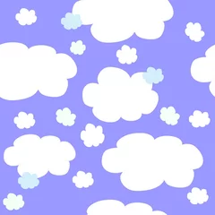 Fototapete clouds on a blue background, seamless pattern vector drawing © Freesia