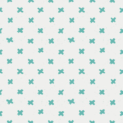 Fototapeta na wymiar pastel off white and teal medium cross x's candy grunge seamless pattern great for branding and packaging design