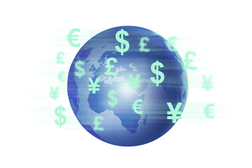 Global money transfer and exchange concept