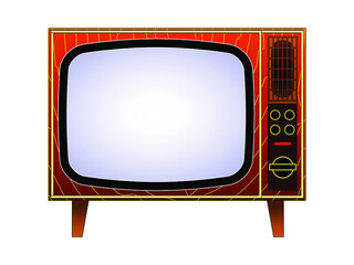 Vintage TV set, isolated vector icon. Retro television screen illustration