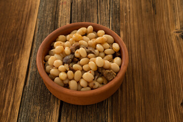 Haricot bean meal with meat in the plate from Turkey.