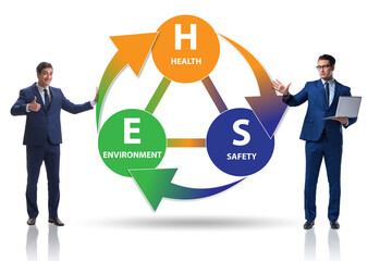 HSE concept for health safety environment with businessman