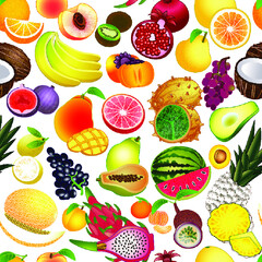 Seamless pattern with fruits, vector
