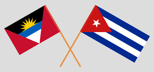 Crossed flags of Cuba and Antigua and Barbuda