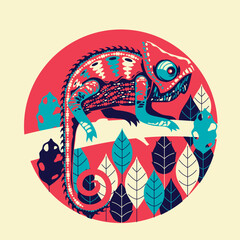 Vector illustration exotic chameleon skin multicolored. Can be used for fashion print design © defarmerdesign