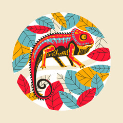 Vector illustration exotic chameleon skin multicolored. Can be used for fashion print design © defarmerdesign