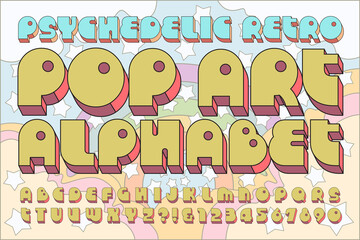 A Classic Bold Pop Culture Retro Font that Conjures the Feel of the 1960s and 1970s. The Letters of the Alphabet are Bold and Offbeat.