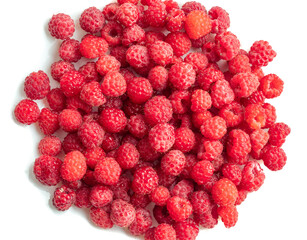 Raspberry scatter isolated on white background