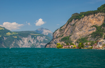 Beautiful swiss alpine landscape with lake Lucerne.
