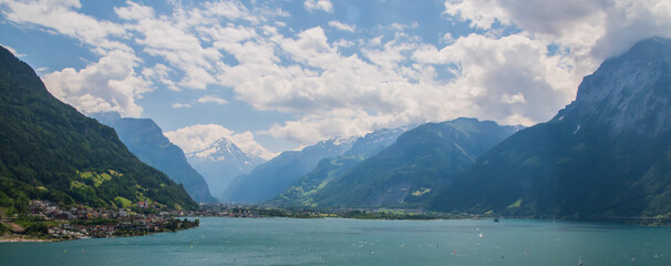 Beautiful swiss alpine landscape with lake Lucerne.