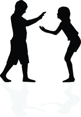 Silhouette of children on white background.