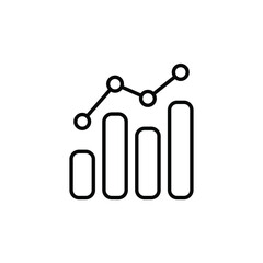 Analytic icon line. Combo Bar chart static analyzing. Profit financial graph in progress monitoring. Data statistic infographic. Vector illustration. Design on white background. EPS10