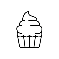cupcake line icon. Fresh Bakery cream cake silhouette can be use for restaurant, bread and pastry shop. Sweet Confectionery, Muffin snack. Vector illustration. Design on white background. EPS10