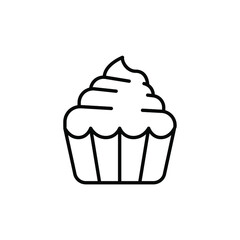cupcake line icon. Fresh Bakery cream cake silhouette can be use for restaurant, bread and pastry shop. Sweet Confectionery, Muffin snack. Vector illustration. Design on white background. EPS10