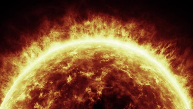 Realistic burning Sun up close frame with Parallax effect.