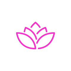 Pink lotus icon line. Harmony, Beautiful Flower logo outline style for eco, beauty,  yoga, medical company. Health Spa Meditation Trendy Flat  Vector Illustration. Design on white background. EPS10
