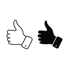 Thumb up icon. Approval Thumbs in solid, silhouette, outline and line stroke trendy style symbol. Give like, positive feedback, appreciate sign. Vector illustration. Design on white background. EPS10