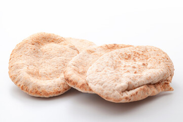 Pita bread isolated on white background with clipping path cutout