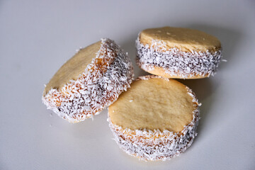 Argentine tradition: close-up photo of delicious cornstarch alfajores