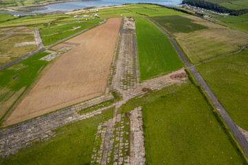 Aerial view of an abandoned airfield