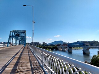 Bridges over the river with mountain background in Chattanooga Tennessee.