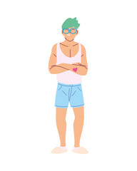 Isolated man cartoon with green hair vector design