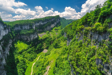 Fototapeta na wymiar Panoramic view of the Wulong National Park landscape