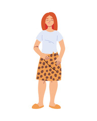 woman cartoon with red hair vector design