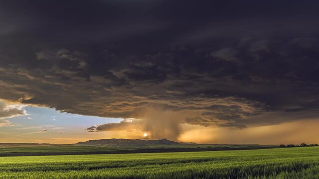 Time lapse of Tornadic Cell over Grassy Field