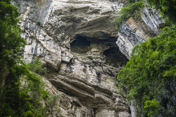 Fototapeta na wymiar Rocky face on a mountain wall in Wulong National Park
