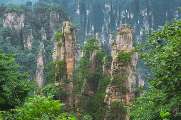 Landscape of Stone Tianzi Mountain pillars in Zhangjiajie