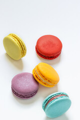 French  macaroons isolated on white background.