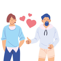 Fototapeta premium lgtbi men cartoons with hearts vector design