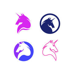 Unicorn logo design template illustrations.