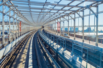 Japan. Tokyo. Railway tracks in the center of the Japanese capital. Transport infrastructure of Tokyo. Public transport in Japan. Roads for different types of transport. Travel to Japan.