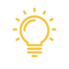 Idea icon, shinning light bulb. Electric lamp linear pictogram. Bright solution symbol.