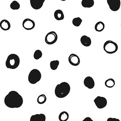 Hand drawn circles seamless pattern. Random dots loop texture background.