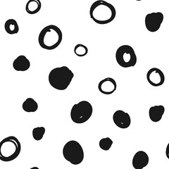 Doodle circles seamless pattern. Black dots texture background.