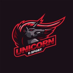 angry unicorn logo for e-sport gaming mascot logo © Oka