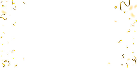 Holiday Serpentine. Gold Foil Streamers Ribbons.