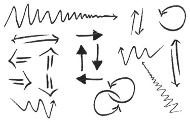 set of hand drawn arrows isolated on white background