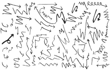 set of hand drawn arrows isolated on white background