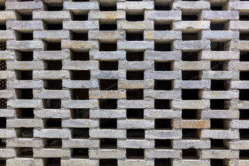 black hole and brick wall background texture, part of traditional Chinese brick window lattice in...