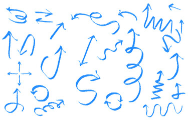 set of hand drawn arrows isolated on white background