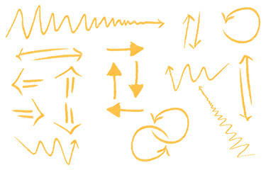 set of hand drawn arrows isolated on white background